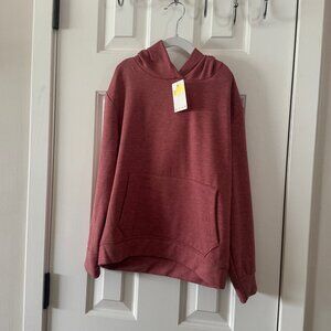 Crown of Hearts Girls Heather Red Hoodie Sweatshirt Front Pocket Size S Small